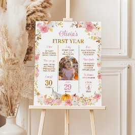 Herfst pompoen meisje eerste jaar mijlpaal Poster