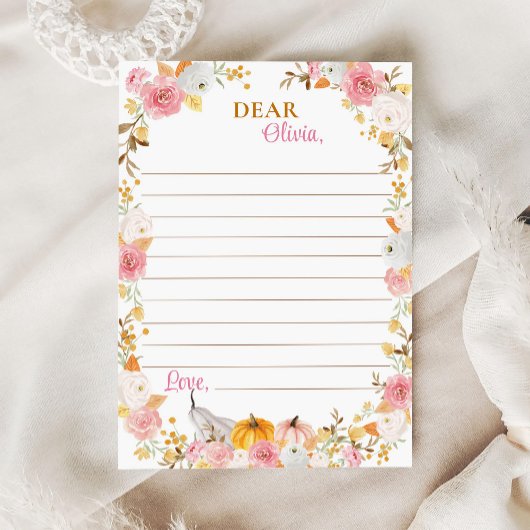 Herfst Pompoen Meisje Tijd Capsule Opmerking Beric Bedankkaart