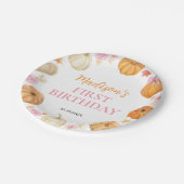 Herfst pompoen meisje verjaardag papieren bordje (Gekanteld)