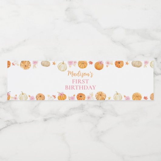 Herfst Pompoen Meisje Verjaardag Water Fles Labels Waterfles Etiket (Enkel label)