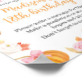 Herfst Pompoen Meisje Verjaardagsfeest Tijd Capsul Poster (Hoek)