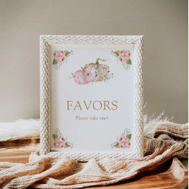 Herfst pompoen meisje verjaardagsgunsten teken poster