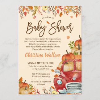 Herfst pompoen met babyschoeisel kaart