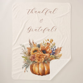 Herfst pompoen met bloemen-dankbaar en dankbaar- sherpa deken