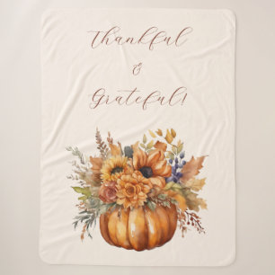 Herfst pompoen met bloemen-dankbaar en dankbaar- sherpa deken