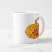 Herfst pompoen met bloemen grote koffiekop (Voorkant rechts)