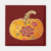 Herfst pompoen met bloemen magneet (Voorkant)