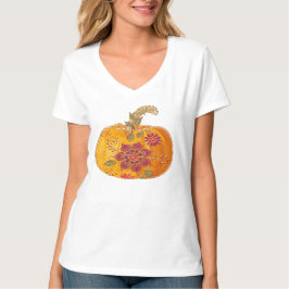 Herfst pompoen met bloemen T-shirt