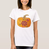 Herfst pompoen met bloemen t-shirt (Voorkant)