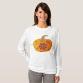 Herfst pompoen met bloemen t-shirt (Voorkant volledig)