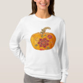 Herfst pompoen met bloemen t-shirt (Voorkant)