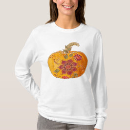 Herfst pompoen met bloemen t-shirt