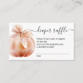 Herfst Pompoen met een strik Luier Raffle Informatiekaartje (Voorkant)