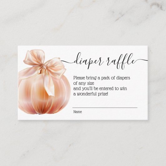 Herfst Pompoen met een strik Luier Raffle Informatiekaartje (Voorkant)