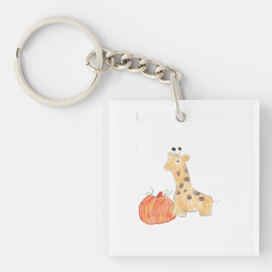 Herfst Pompoen met Giraffe Sleutelhanger (voorkant)