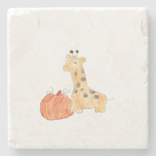 Herfst Pompoen met Giraffe Stenen Onderzetter