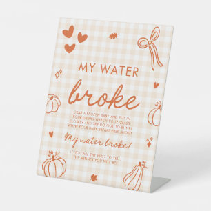 Herfst Pompoen Mijn Vlies Gebroken Baby Shower Spe Reclamebord Met Voetstuk