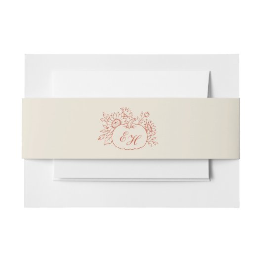 Herfst Pompoen Monogram Buikband Uitnodigingen Wikkel (Voorkant Voorbeeld)