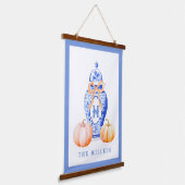 Herfst pompoen | Monogram gemberpot Hangend Wandkleed (Gebogen)