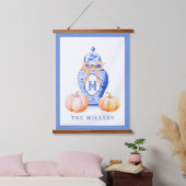 Herfst pompoen | Monogram gemberpot Hangend Wandkleed (Slaapkamer)