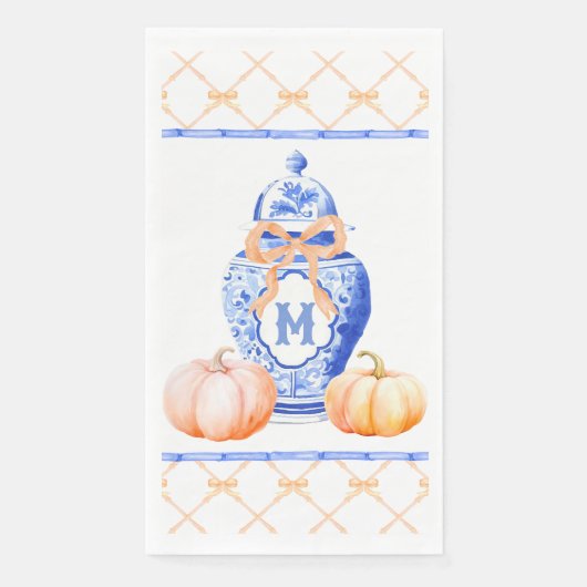 Herfst pompoen | Monogram gemberpot Servet (Voorkant)