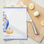 Herfst pompoen | Monogram gemberpot Theedoek (Quarter Fold)