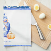 Herfst pompoen | Monogram gemberpot Theedoek (Quarter Fold)