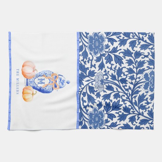 Herfst pompoen | Monogram gemberpot Theedoek (Horizontaal)