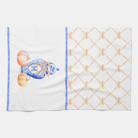 Herfst pompoen | Monogram gemberpot Theedoek (Horizontaal)