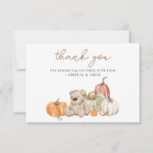Herfst Pompoen N Speelgoed Baby shower Dank u kaar Bedankkaart (Voorkant)