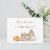 Herfst Pompoen N Speelgoed Baby shower Dank u kaar Bedankkaart (Staand voorkant)