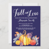 Herfst Pompoen Navyblauw Bruiloft Uitnodiging (Voorkant)