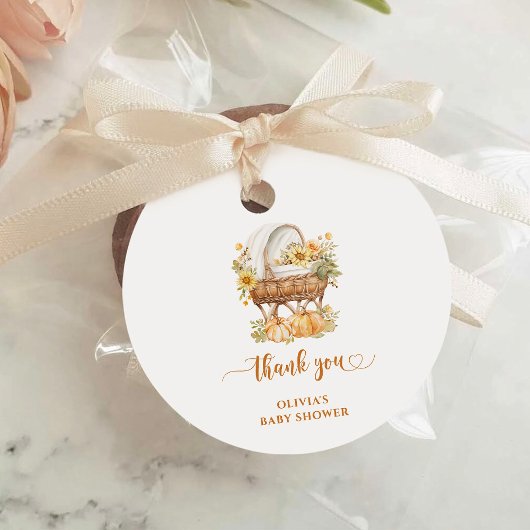 Herfst Pompoen Neutraal Baby shower Dank u Bedankjes Labels