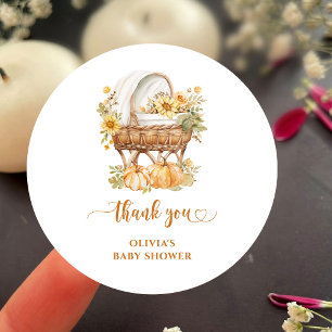 Herfst Pompoen Neutrale Baby Shower Bedankt Ronde Sticker
