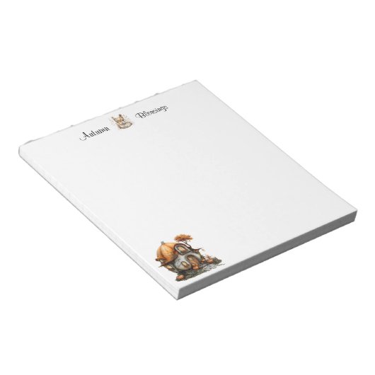 Herfst Pompoen Note pad met Chipmunk Notitieblok (Schuin)