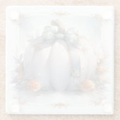 Herfst Pompoen Onderzetters in Stoffig Blauw en Si (Achterkant)