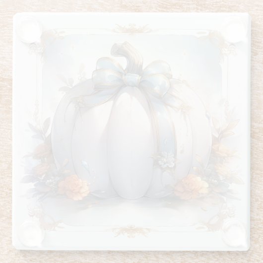 Herfst Pompoen Onderzetters in Stoffig Blauw en Si (Achterkant)