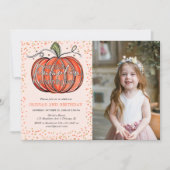 Herfst Pompoen Onze Kleine Wordt Twee Foto Kaart (Voorkant)