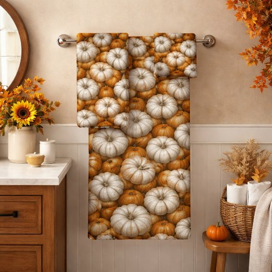Herfst Pompoen Oogst Patroon | Rustieke Herfst  Bad Handdoek