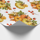 Herfst Pompoen Oogst, Rode Bessen en Bladeren Cadeaupapier (Hoek)