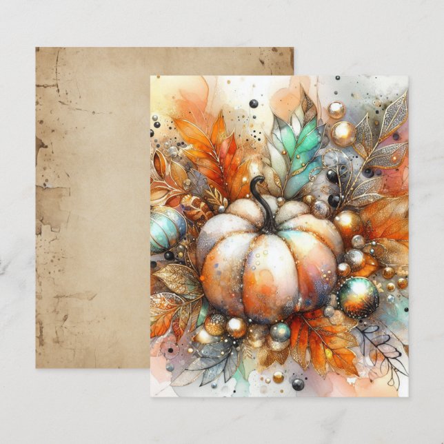 Herfst Pompoen Oogst Scrapbook Papier (Voorkant / Achterkant)