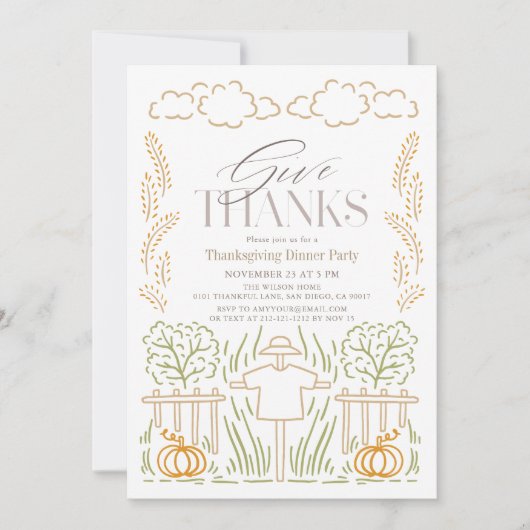 Herfst pompoen oogst vogelverschrikker Thanksgivin Kaart (Voorkant)