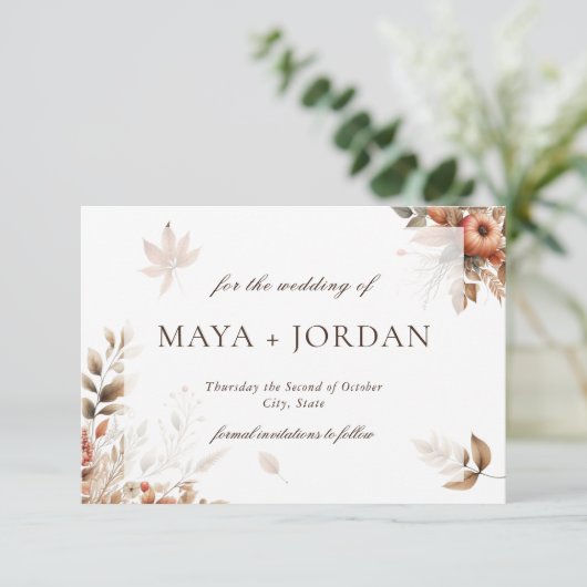 Herfst Pompoen Oogst Wedding Aankondiging (Staand voorkant)