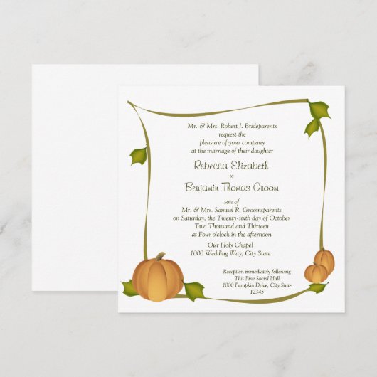 Herfst Pompoen Oogst Wedding Kaart (Voorkant / Achterkant)