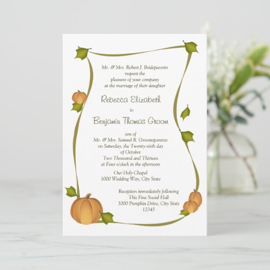 Herfst Pompoen Oogst Wedding Kaart (Staand voorkant)