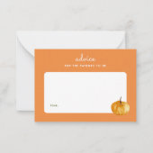 Herfst Pompoen Oranje Baby shower Ouderschap Advie Notitiekaartje (Voorkant)