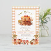Herfst Pompoen Pannenkoek Baby shower Brunch Kaart (Staand voorkant)