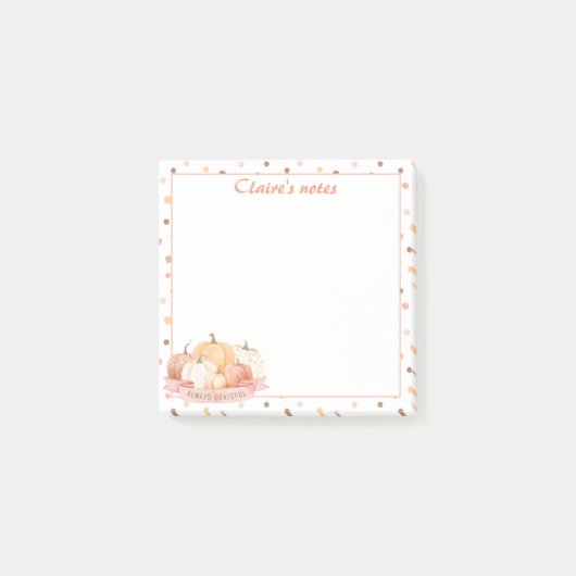 Herfst pompoen pastel Oranje Thanksgiving Naam Post-it® Notes (Voorkant)