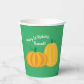 Herfst Pompoen Patch 1e Verjaardagsfeest Kinder Papieren Bekers (Achterkant)