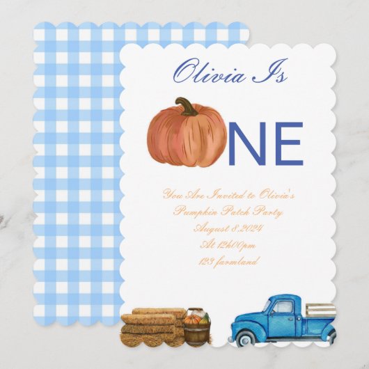 Herfst Pompoen Patch 1e verjaardagsfeestje Kaart (Voorkant / Achterkant)